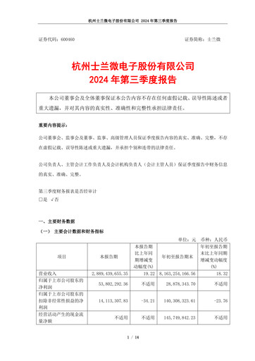 Thumbnail Silan Microelectronics Quarterly Report 2024-q3