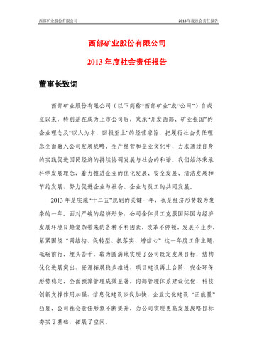 Thumbnail Western Mining ESG Report 2013