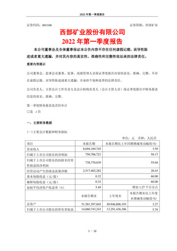 Thumbnail Western Mining Quarterly Report 2022-q1