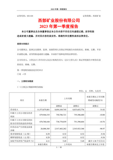 Thumbnail Western Mining Quarterly Report 2023-q1
