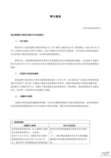 Thumbnail Wuhan Guide Infrared Financial Statement 2018
