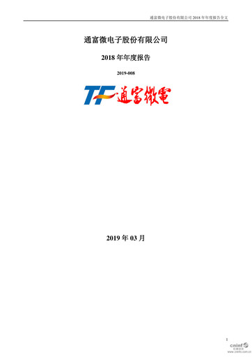 Miniature Tongfu Microelectronics Co.,Ltd Rapport annuel 2018