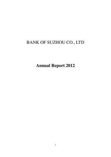 Miniature Bank of Suzhou Rapport annuel 2012