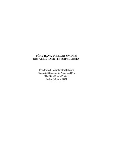 Thumbnail Turkish Airlines Half-year Report 2021-h1