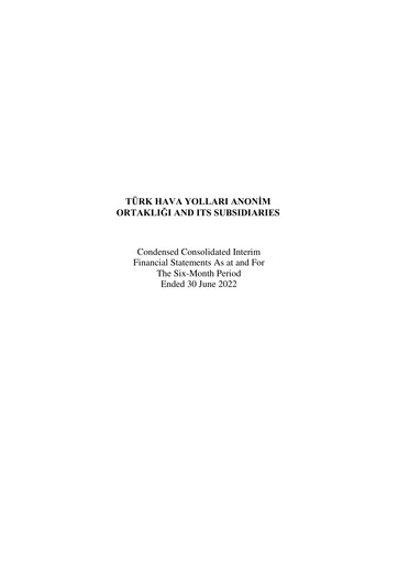 Thumbnail Turkish Airlines Half-year Report 2022-h1