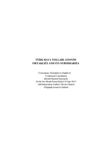 Thumbnail Turkish Airlines Half-year Report 2013-h1