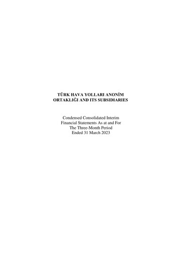 Thumbnail Turkish Airlines Quarterly Report 2023-q1