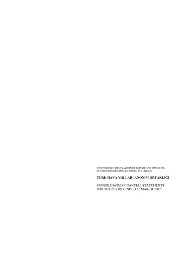 Thumbnail Turkish Airlines Quarterly Report 2007-q1