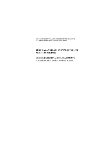 Thumbnail Turkish Airlines Quarterly Report 2009-q1