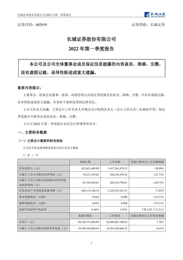 Thumbnail China Great Wall Securities Quarterly Report 2022-q1