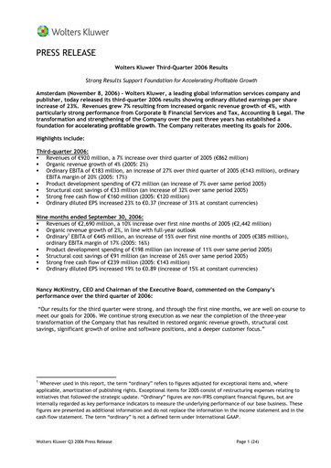 Thumbnail Wolters Kluwer Financial Statement 2006-9m