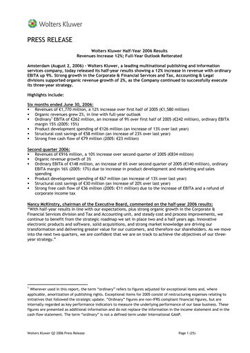 Thumbnail Wolters Kluwer Financial Statement 2006-h1