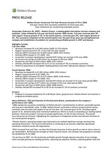 Thumbnail Wolters Kluwer Financial Statement 2006