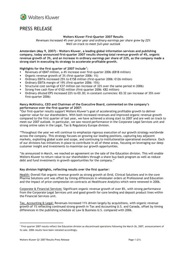 Thumbnail Wolters Kluwer Financial Statement 2007-q1