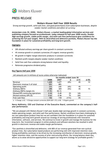 Thumbnail Wolters Kluwer Financial Statement 2008-h1