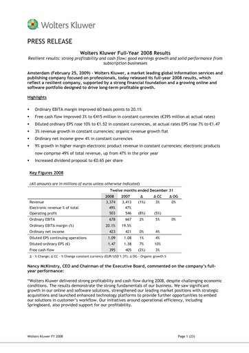 Thumbnail Wolters Kluwer Financial Statement 2008