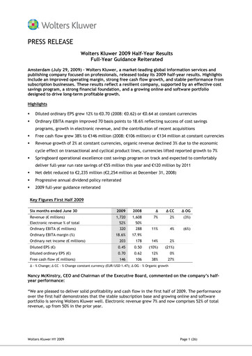Thumbnail Wolters Kluwer Financial Statement 2009-h1