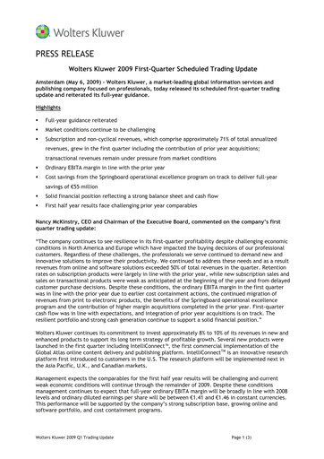 Thumbnail Wolters Kluwer Financial Statement 2009-q1