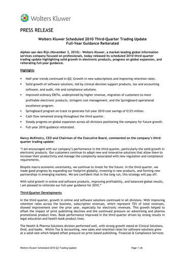 Thumbnail Wolters Kluwer Financial Statement 2010-9m