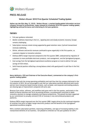 Thumbnail Wolters Kluwer Financial Statement 2010-q1