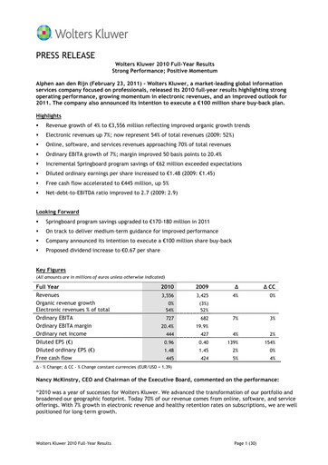 Thumbnail Wolters Kluwer Financial Statement 2010