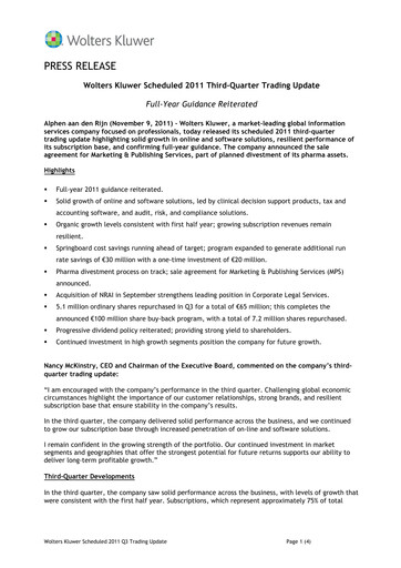 Thumbnail Wolters Kluwer Financial Statement 2011-9m