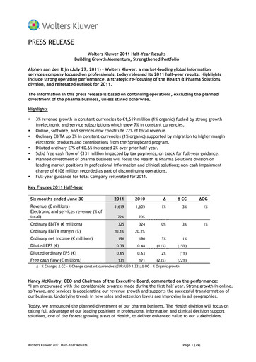 Thumbnail Wolters Kluwer Financial Statement 2011-h1