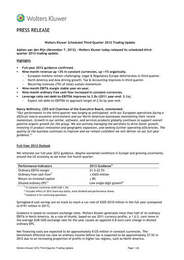 Thumbnail Wolters Kluwer Financial Statement 2012-9m