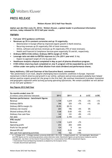 Thumbnail Wolters Kluwer Financial Statement 2012-h1