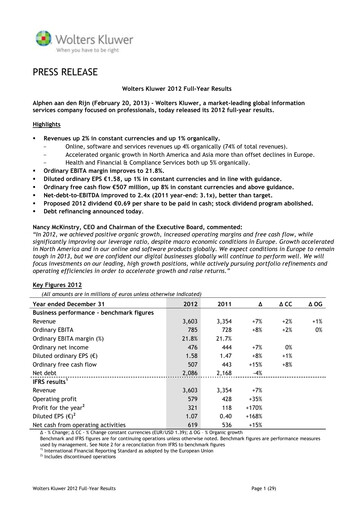 Thumbnail Wolters Kluwer Financial Statement 2012