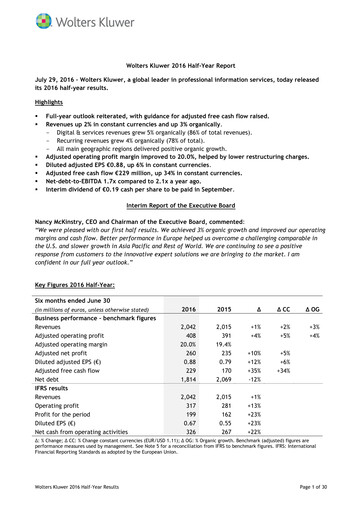 Thumbnail Wolters Kluwer Financial Statement 2016-h1