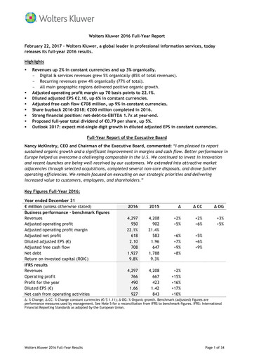 Thumbnail Wolters Kluwer Financial Statement 2016