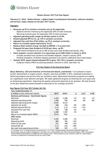 Thumbnail Wolters Kluwer Financial Statement 2017