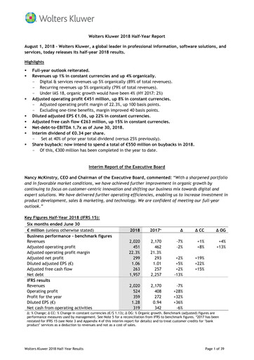 Thumbnail Wolters Kluwer Financial Statement 2018-h1