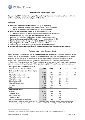 Thumbnail Wolters Kluwer Financial Statement 2018