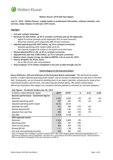 Thumbnail Wolters Kluwer Financial Statement 2019-h1
