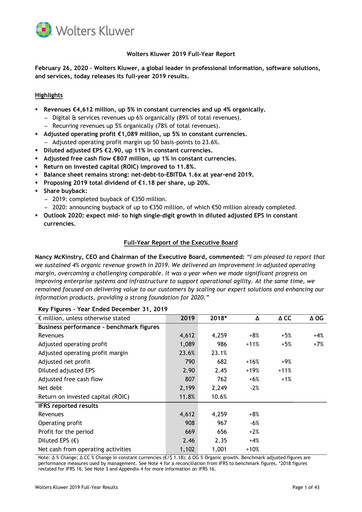 Thumbnail Wolters Kluwer Financial Statement 2019