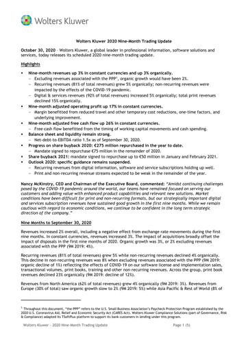 Thumbnail Wolters Kluwer Financial Statement 2020-9m