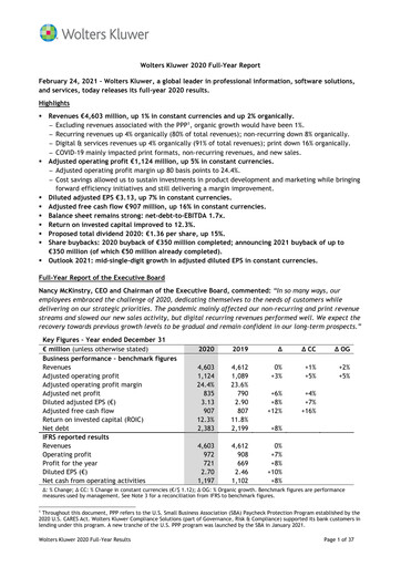 Thumbnail Wolters Kluwer Financial Statement 2020