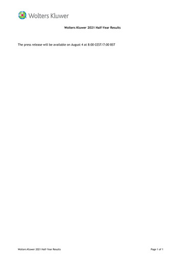 Thumbnail Wolters Kluwer Financial Statement 2021-h1