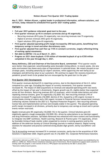 Thumbnail Wolters Kluwer Financial Statement 2021-q1