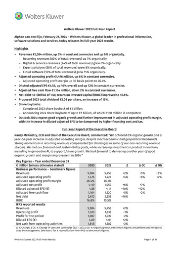 Thumbnail Wolters Kluwer Financial Statement 2023