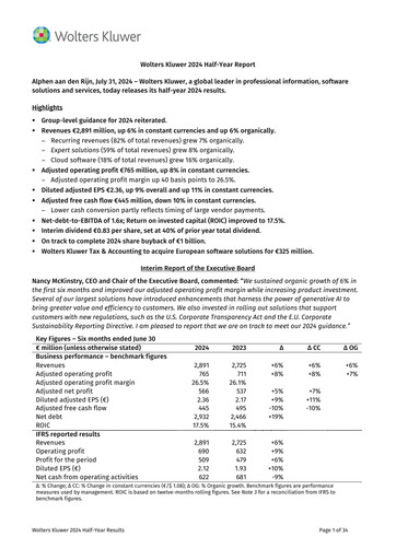 Thumbnail Wolters Kluwer Financial Statement 2024-h1