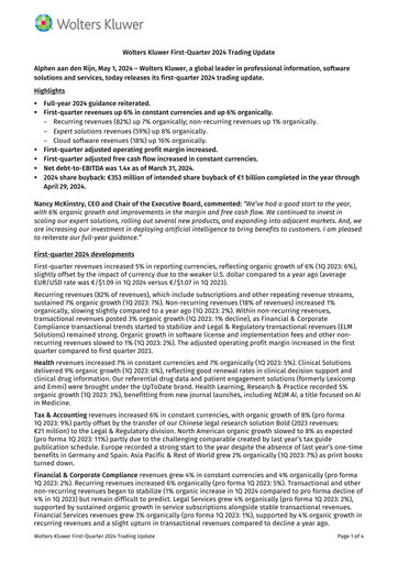 Thumbnail Wolters Kluwer Financial Statement 2024-q1