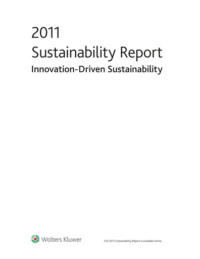 Thumbnail Wolters Kluwer Sustainability Report 2011