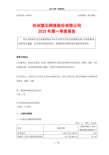 Thumbnail Hangzhou EZVIZ Network Quarterly Report 2023-q1