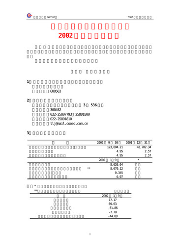 Thumbnail Offshore Oil Engineering Co.,Ltd Quarterly Report 2002-q3