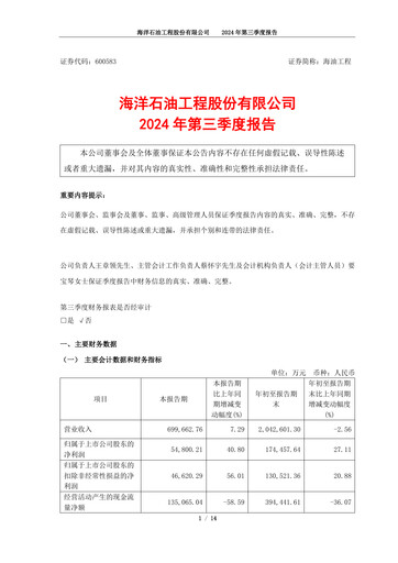 Thumbnail Offshore Oil Engineering Co.,Ltd Quarterly Report 2024-q3