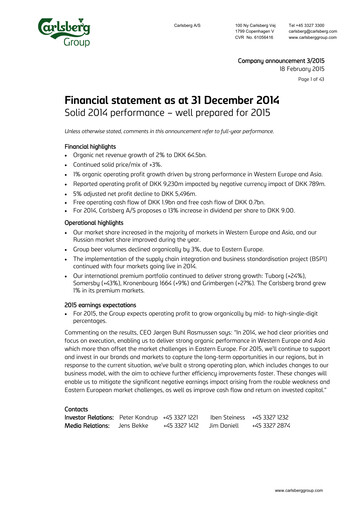Thumbnail Carlsberg Financial Statement 2014