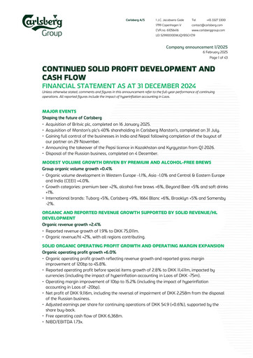 Thumbnail Carlsberg Financial Statement 2024